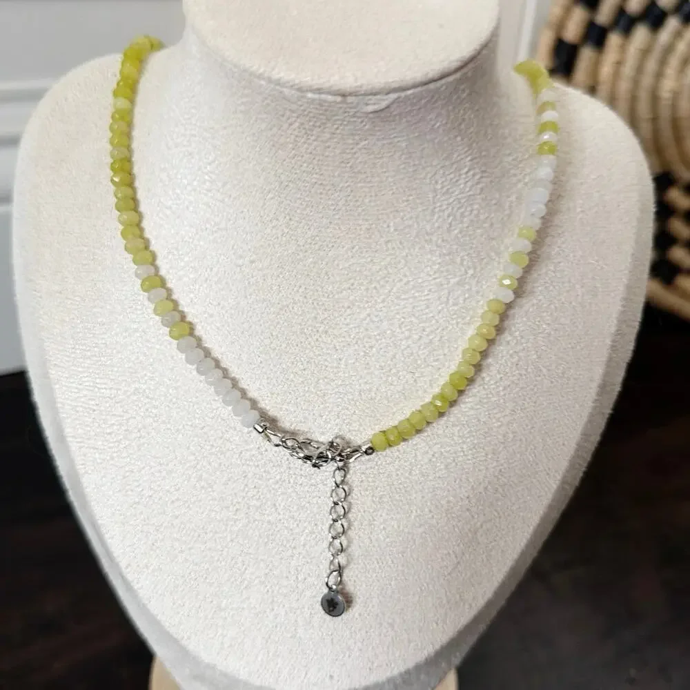 Second Bloom Studio Yellow White Ombre Agate Necklace 17.25